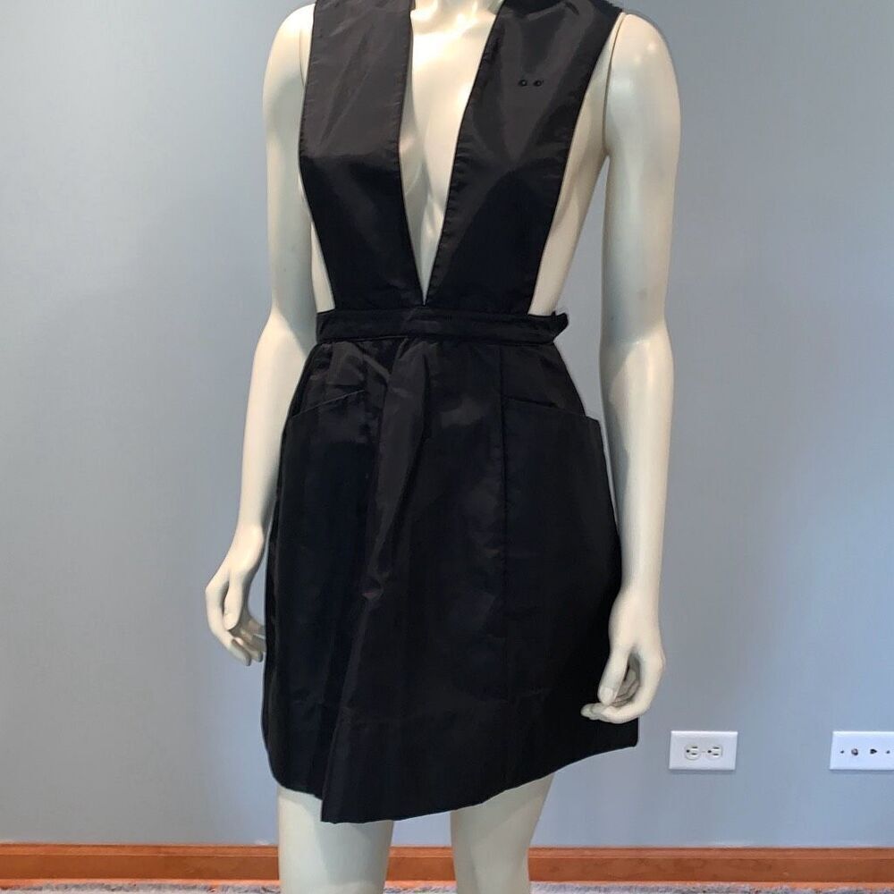 1950S VINTAGE ANGELICA NYLON‎ PINAFORE UNIFORM DRESS SMALL